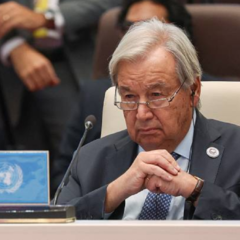 Antonio Guterres durante una intervención en un foro internacional.