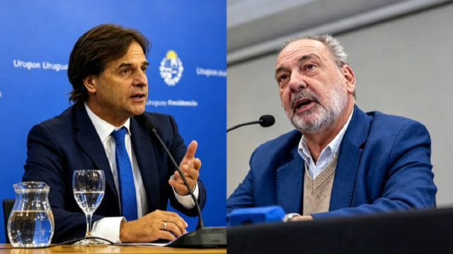 Jorge Gandini en conferencia de prensa dando explicaciones sobre la Operación Trazador.
