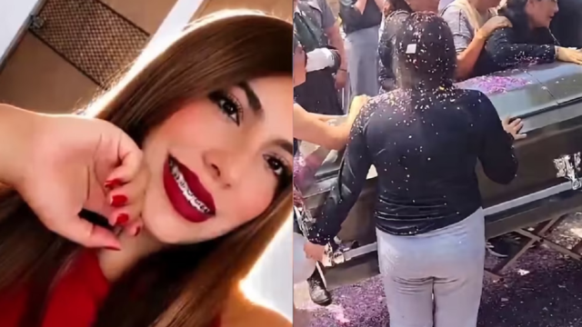 Familiares y vecinos reunidos durante el cortejo fúnebre de Aleyda Romero en Chalco.
