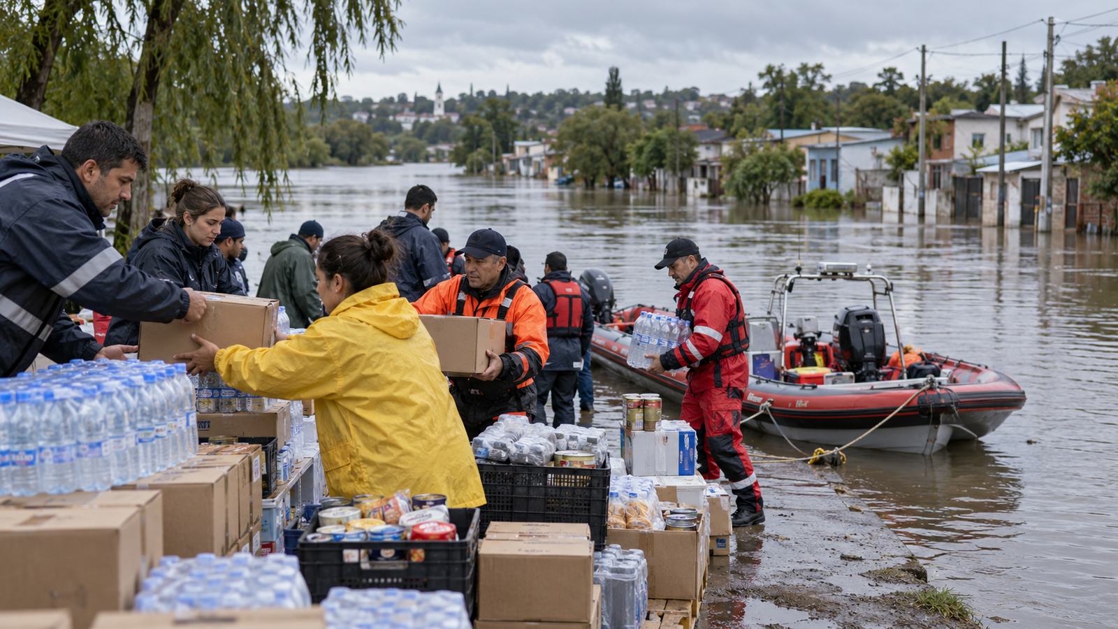 Operativo de asistencia y rescate en una zona afectada por las lluvias