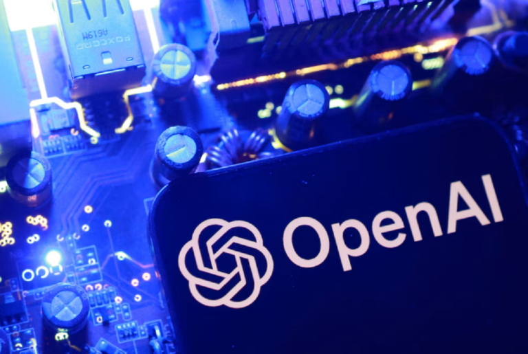 Ilustración conceptual de la pantalla de OpenAI con un candado abierto y símbolos de ciberseguridad.