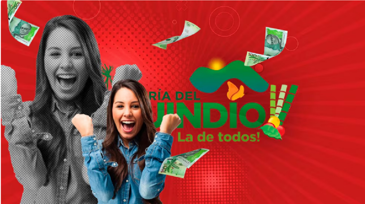 Billete impreso de la Lotería del Quindío sobre una mesa junto a los números ganadores.