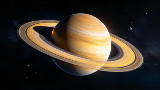 Saturno brillante en el cielo nocturno durante el fenómeno de oposición astronómica de 2026