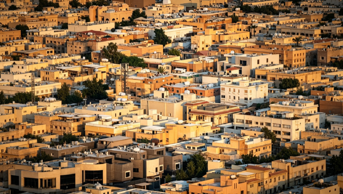 Vista panorámica de zonas urbanas en la región de Oriente Próximo.