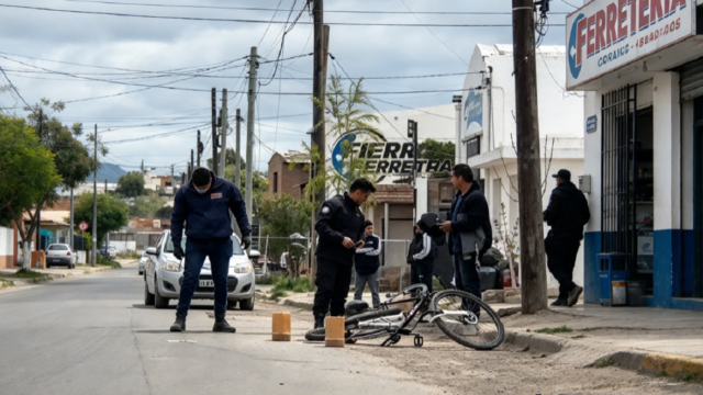 Peritos de Criminalística recolectando pruebas balísticas en la vía pública tras el tiroteo.