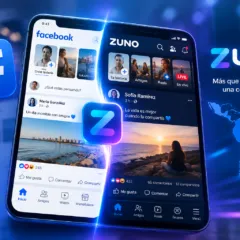 Logotipo de la nueva plataforma uruguaya ZUNO sobre una pantalla de teléfono inteligente.