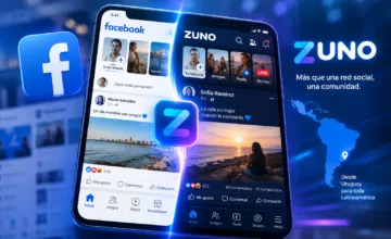 Logotipo de la nueva plataforma uruguaya ZUNO sobre una pantalla de teléfono inteligente.