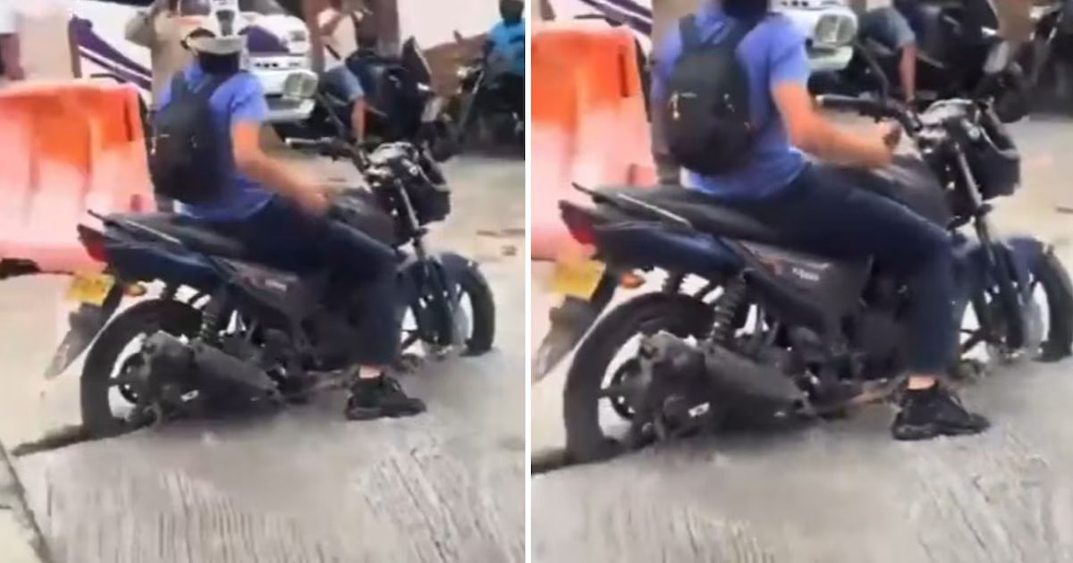Motociclista atrapado al entrar a vía cerrada en San Gil