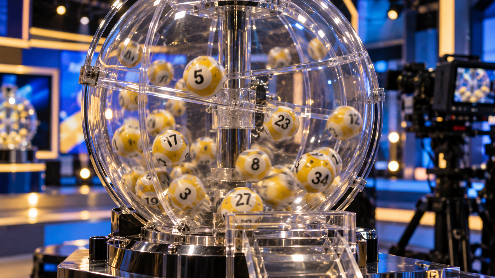 Bolillero oficial del sorteo del 5 de Oro en vivo con las bolillas millonarias en movimiento.