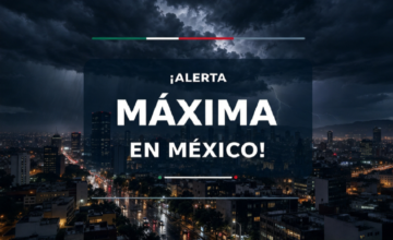 Mapa de alerta del Servicio Meteorológico Nacional indicando las zonas de lluvias intensas en México.