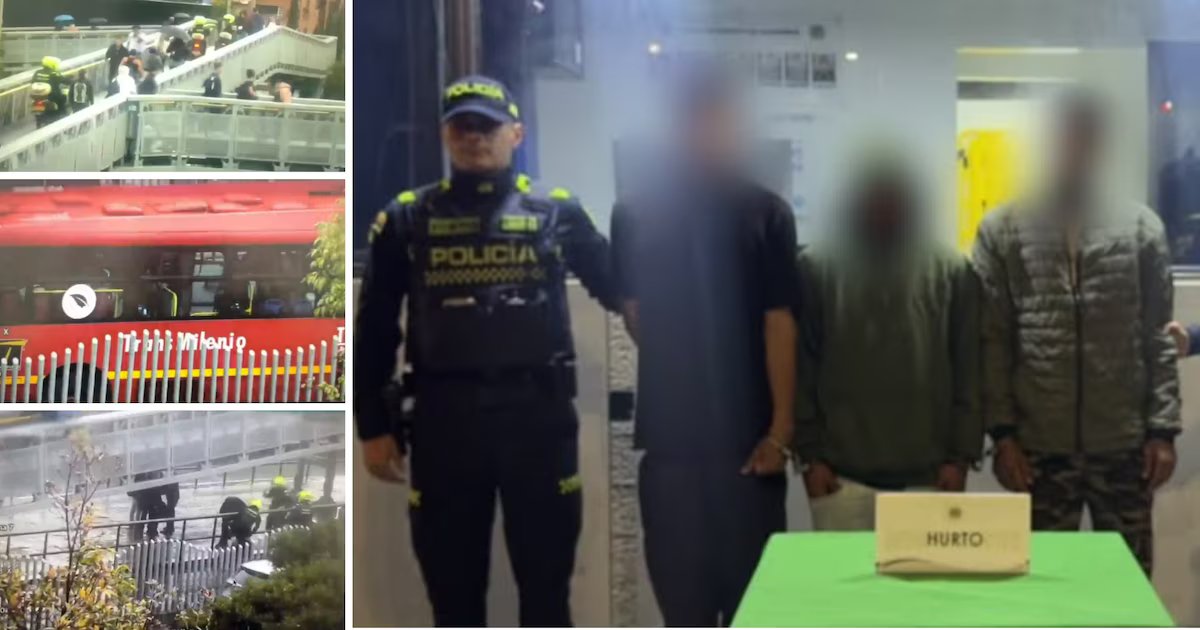 Roban licor valuado en millones intentan escapar en Transmilenio y son capturados