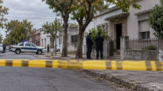 Cinta policial delimitando la escena de un hecho de violencia en el departamento de Durazno.