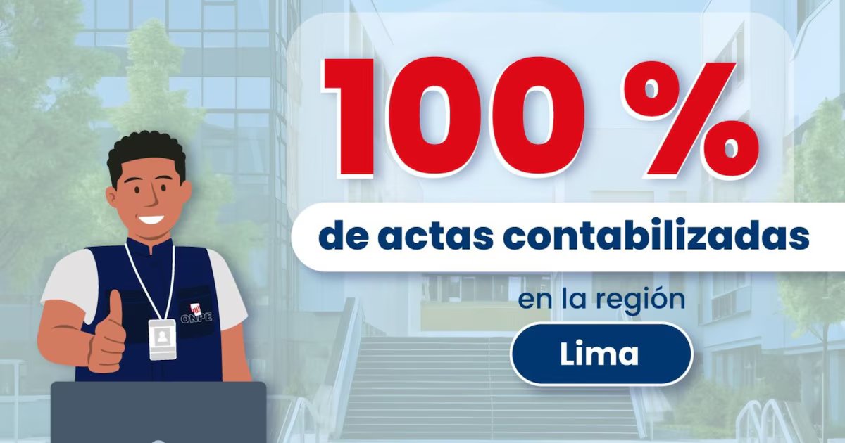 ONPE confirma que en Lima se completó el 100 % de resultados y se realizará segunda vuelta electoral en 2026 entre los dos candidatos principales