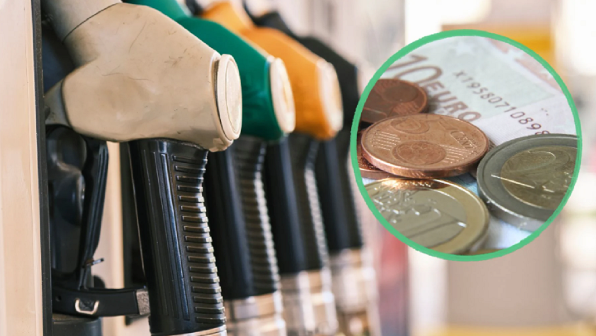 Pantalla digital de un surtidor marcando los precios por litro de Gasolina 95 y Diésel.