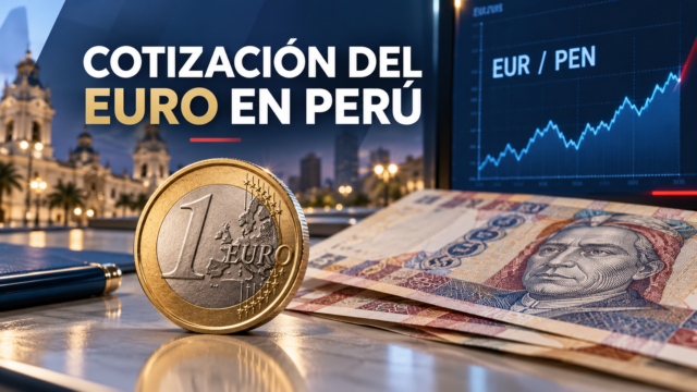 Billetes de euros y soles peruanos sobre una mesa de cambio financiero.