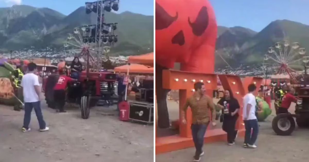 Conducir tractor provoca destrucción de calabaza gigante en evento otoñal de Nuevo León