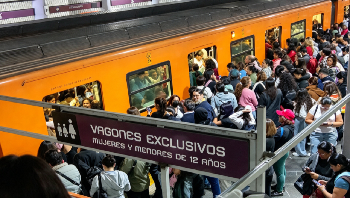Imagen de cámaras de seguridad que muestra una explosión con humo en la puerta de un tren del metro en el andén.