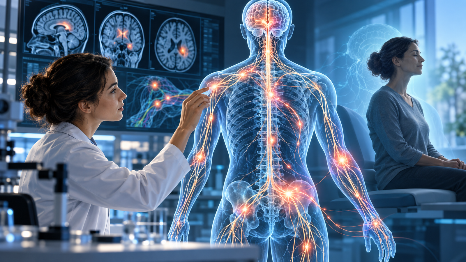 Imagen conceptual sobre la investigación médica del dolor crónico.