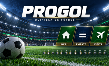 Volante oficial de la quiniela Progol de la Lotería Nacional sobre mesa de madera.