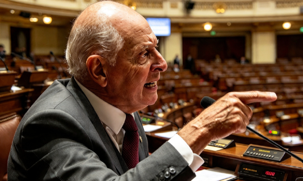 Diputado Gustavo Salle haciendo uso de la palabra desde su banca en la Cámara de Representantes.