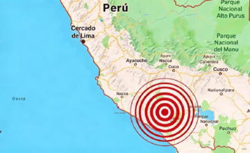 Mapa sismológico del Instituto Geofísico del Perú mostrando el epicentro en Arequipa.