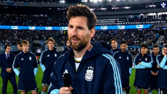 Lionel Messi emocionado secándose las lágrimas dentro del ómnibus de la Selección Argentina.