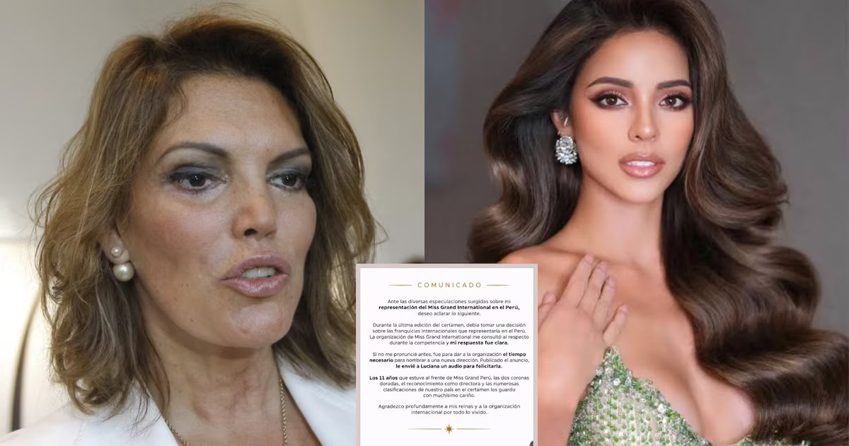 Jessica Newton anuncia su despedida del Miss Grand Perú y revela haber enviado un audio a Luciana Fuster tras su designación como nueva directora