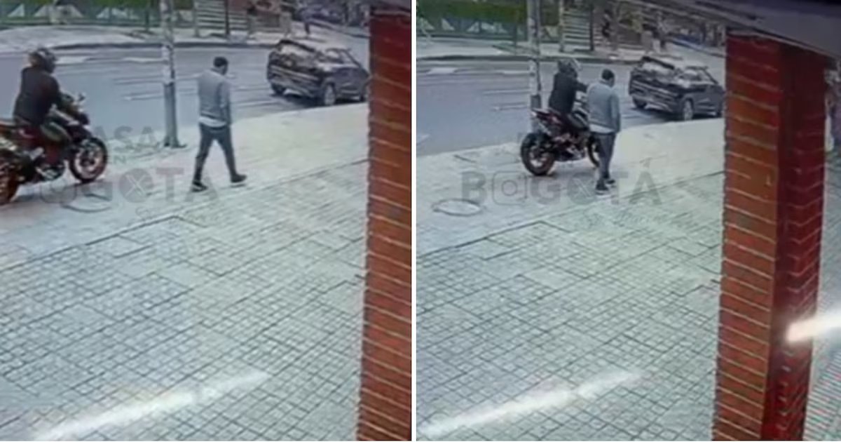 Motociclista norteño en Bogotá robó celular a peatón sin prisa