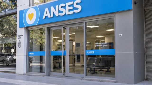 Fachada de una oficina de atención al público del organismo de la seguridad social ANSES.
