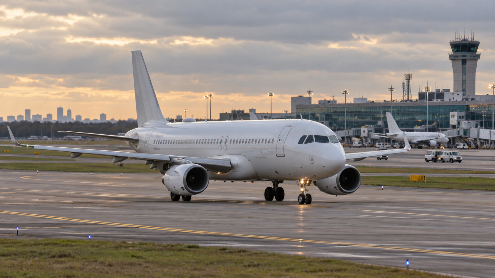 Avión comercial maniobrando en la pista del Aeropuerto Internacional de Ezeiza.