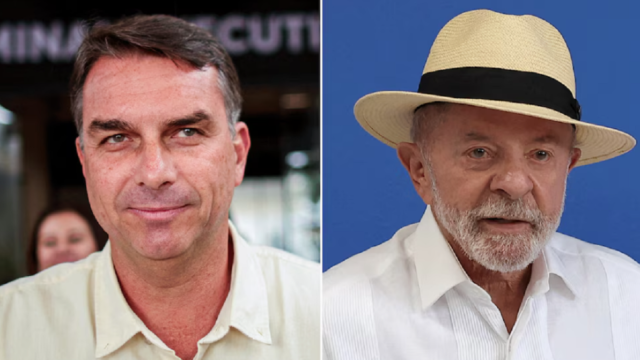 Foto combinada de Luiz Inácio Lula da Silva y Flávio Bolsonaro.