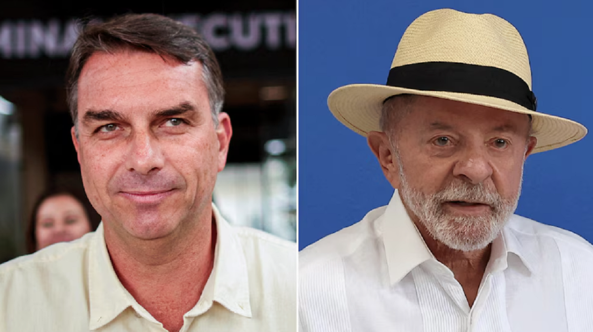 Foto combinada de Luiz Inácio Lula da Silva y Flávio Bolsonaro.