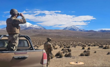 Soldados de la Brigada Motorizada N° 24 Huamachuco del Ejército de Chile formados en hilera.
