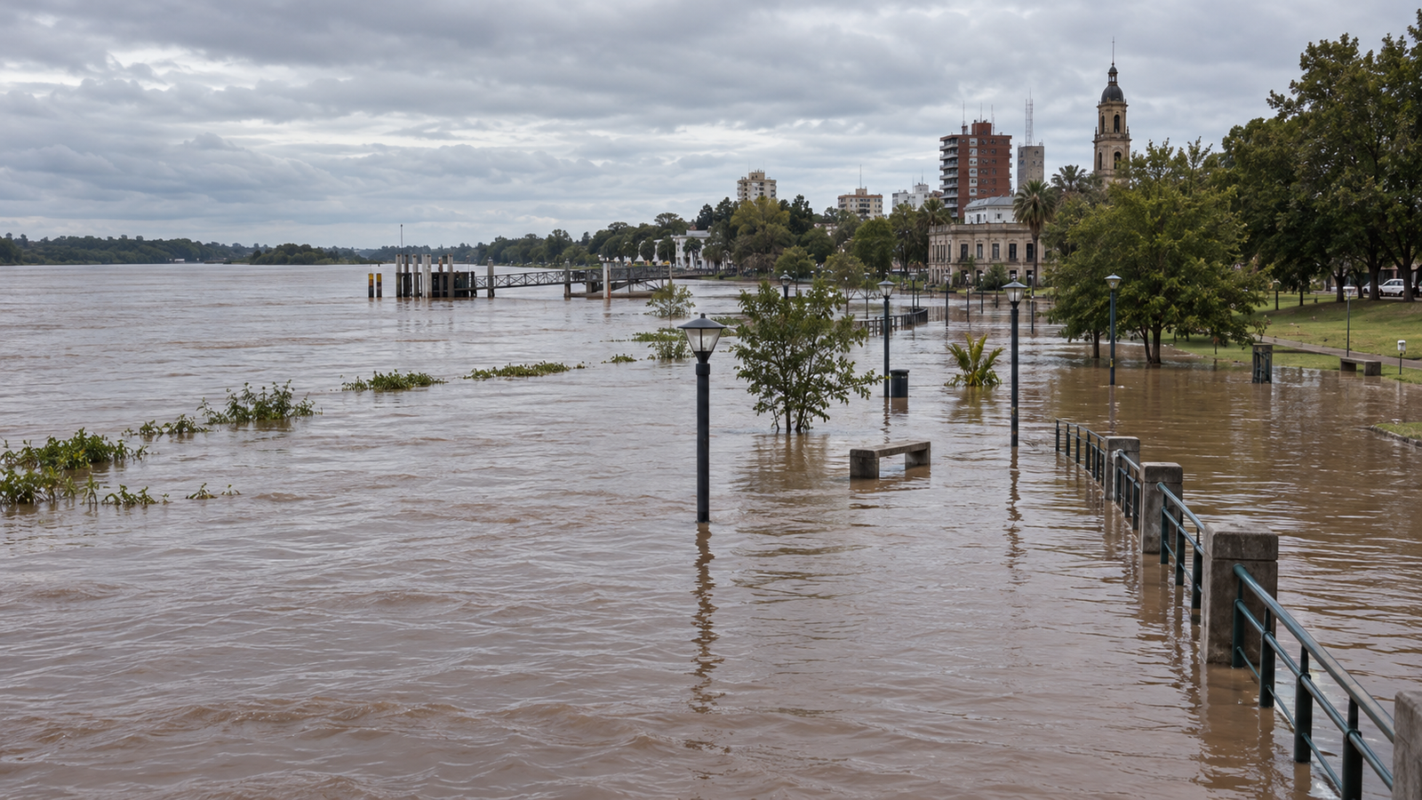 Crecida del río Uruguay en Paysandú: hay 35 personas fuera de sus casas