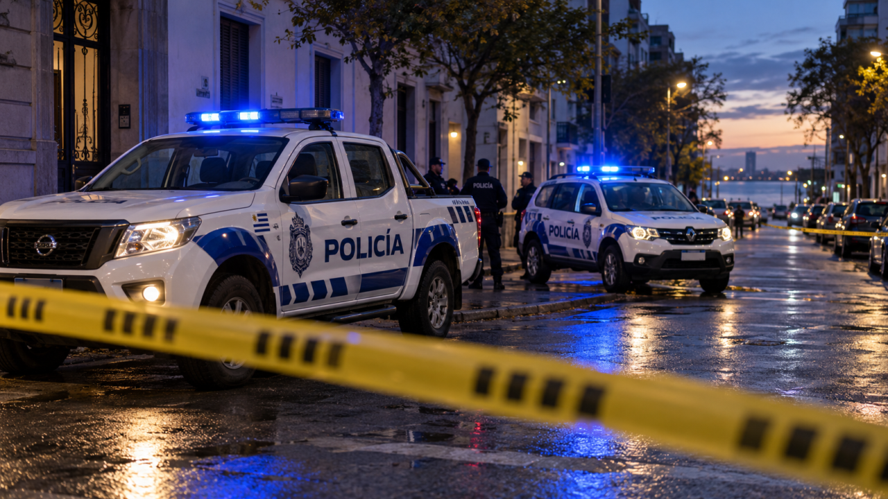 Vehículo policial acordonando la zona tras el tiroteo en Reducto.