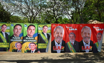 Collage conceptual que reúne imágenes de banderas de Brasil, Ucrania y Bolivia en un debate global.
