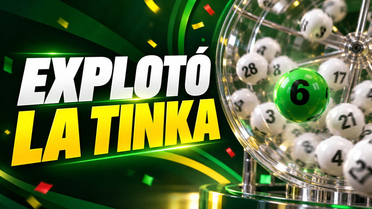 Estudio de televisión de La Tinka con el bolillero transparente durante el sorteo del pozo millonario.