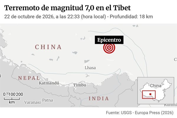 Sismo de magnitud significativa sacude la región del Tíbet en China