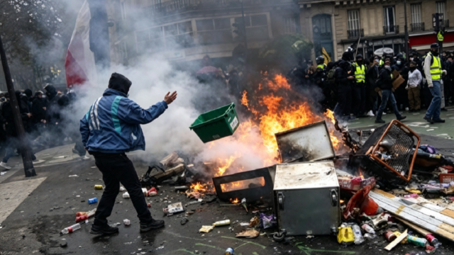 Captura de video mostrando destrozos en una tienda de lujo en Francia.