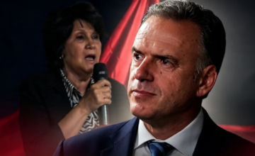 La dirigente política palestina Majida al-Masri en una conferencia pública.