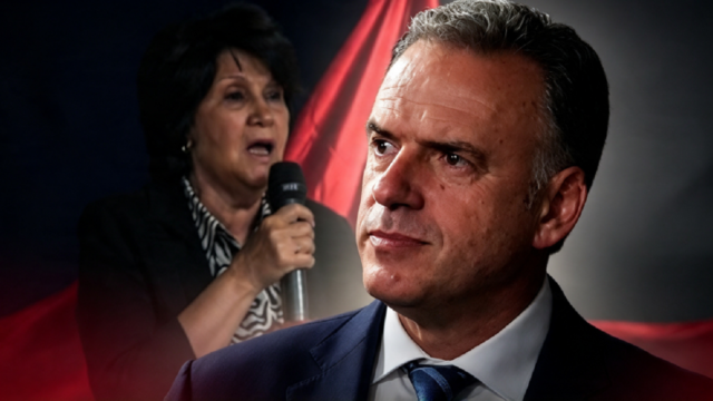La dirigente política palestina Majida al-Masri en una conferencia pública.