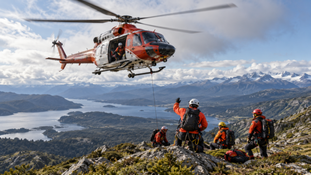 Helicóptero o unidad de rescate desplegada en un operativo de emergencia.