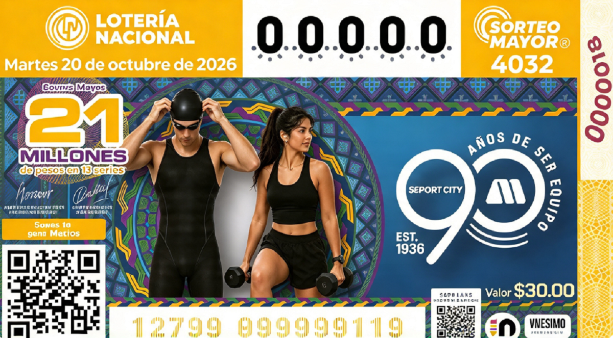 Boleto conmemorativo del Sorteo Mayor 4032 de la Lotería Nacional en homenaje a Deportes Martí.