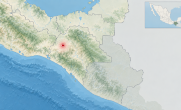 Mapa del Servicio Sismológico Nacional indicando el epicentro del sismo.