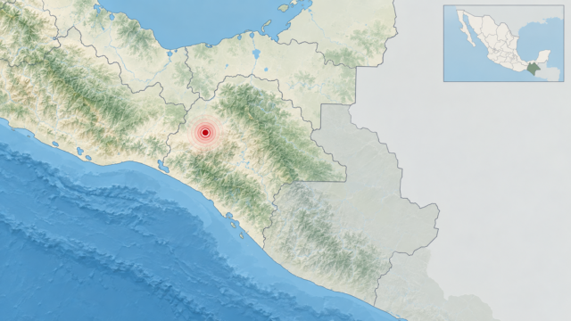 Mapa del Servicio Sismológico Nacional indicando el epicentro del sismo.