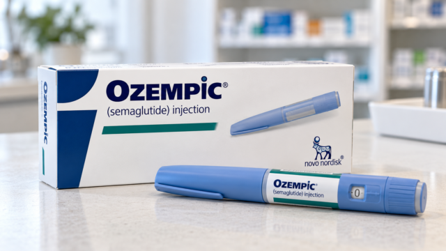 Fotografía de una caja del medicamento antidiabético Ozempic de Novo Nordisk.