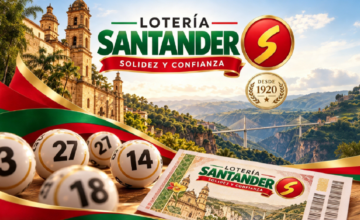 Billete oficial impreso de la Lotería de Santander de Colombia.