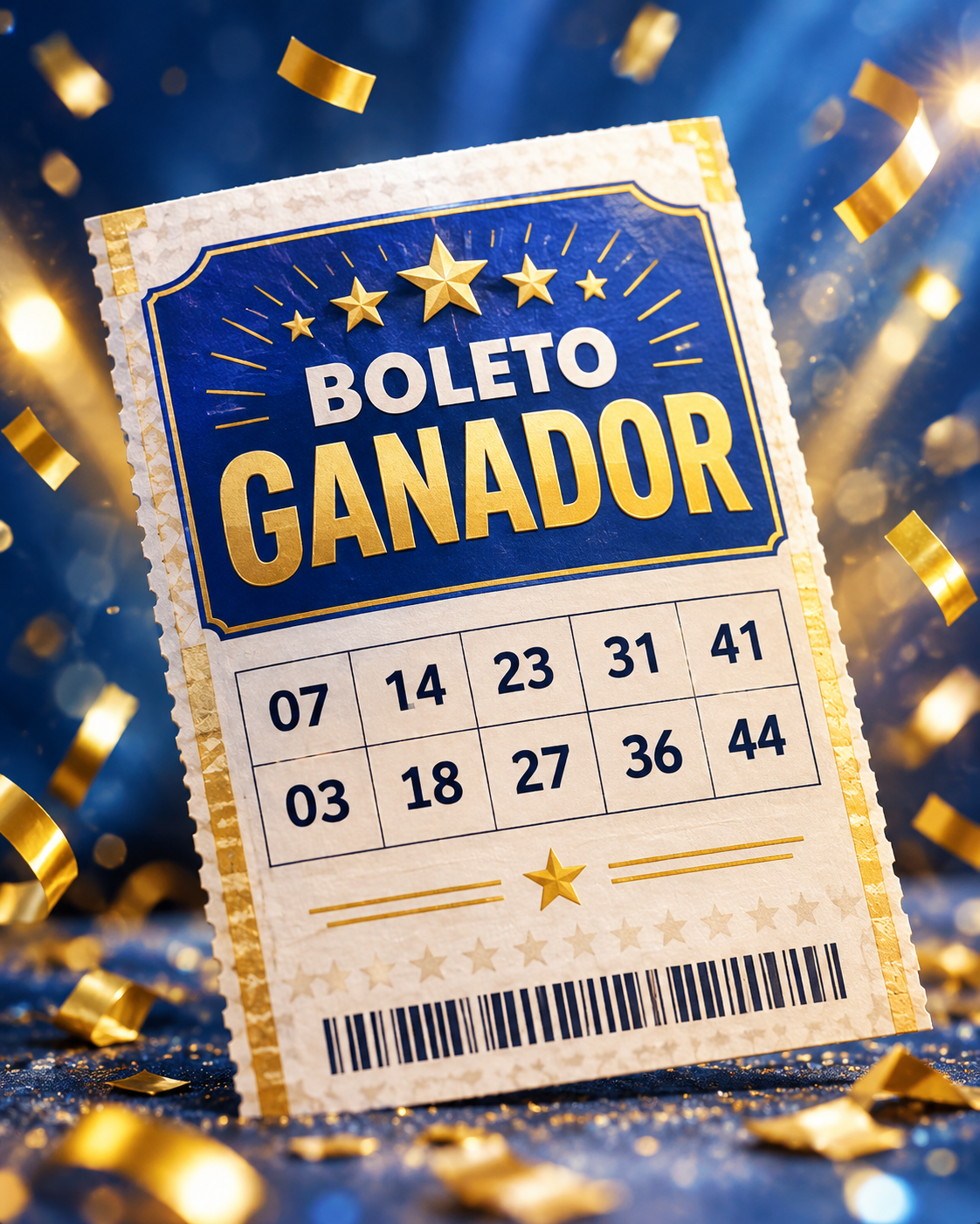 Representación visual de un boleto ganador de lotería.