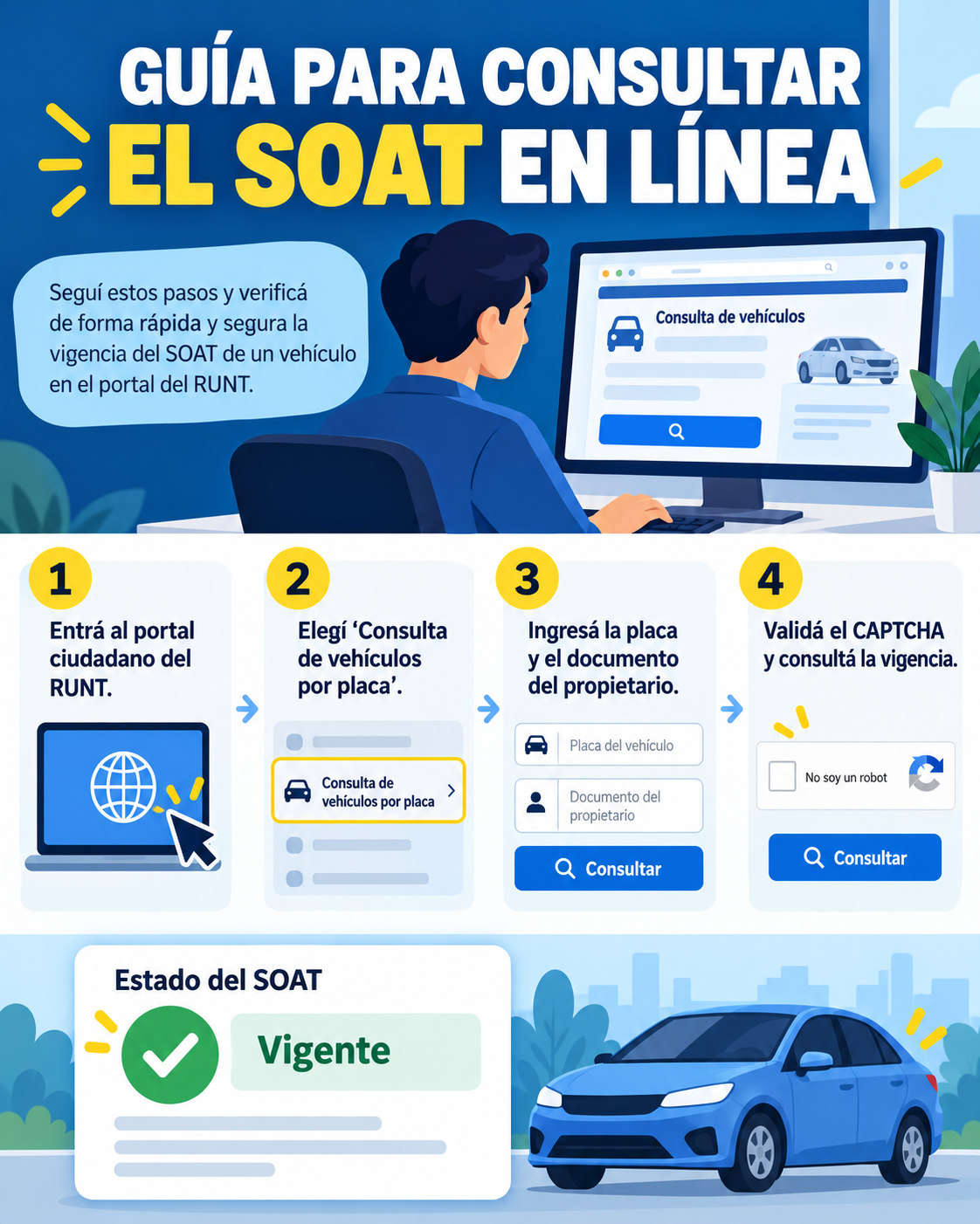 Pantalla de consulta de datos de vehículos por patente en el sitio web del RUNT.