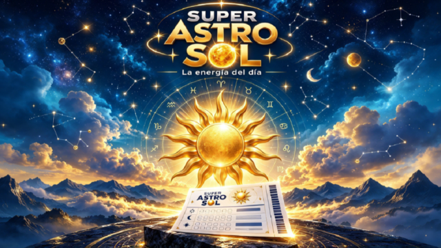 Representación visual de un billete de lotería y elementos astronómicos del chance.